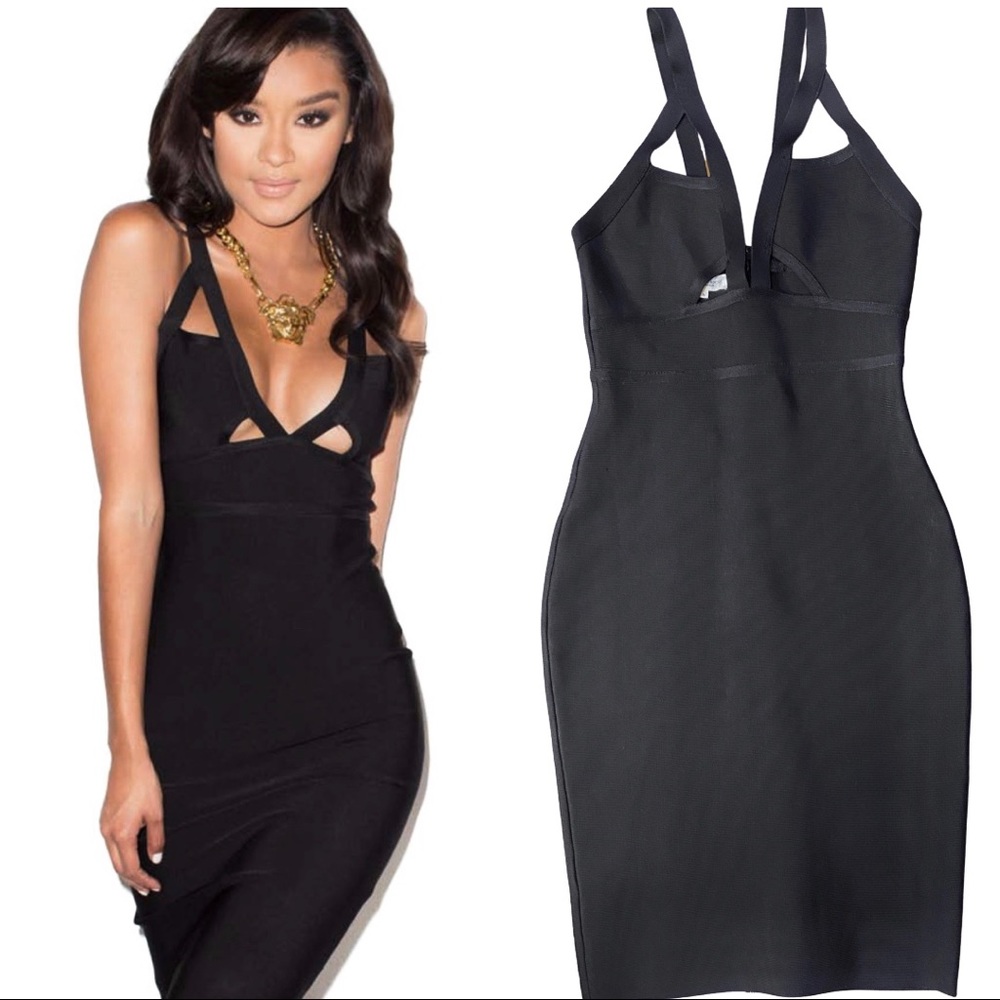 Black Body-Con Bandage Dress Small -Mistress Rocks